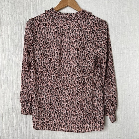 Joie Evangeline Long Sleeve Pink Floral Ruffled Neckline Blouse Size XS - Picture 3 of 6